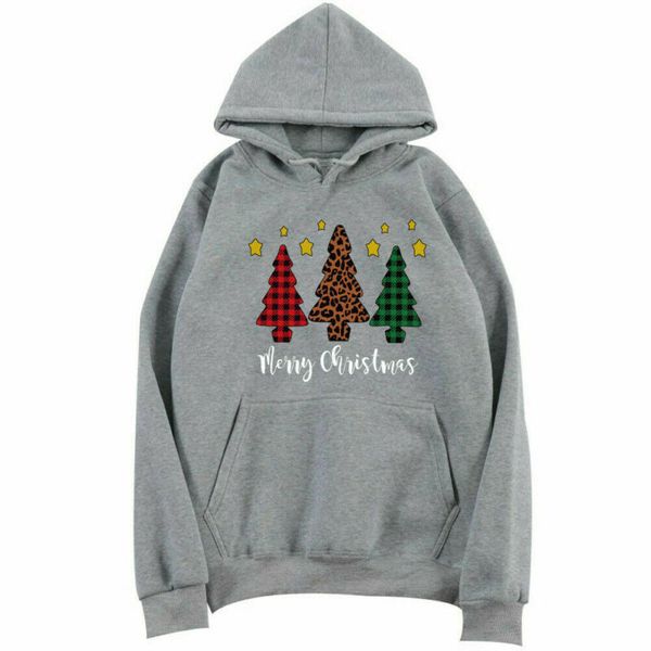 

women sports sweaters trainning exercise clothes christmas tree print long sleeve sweatshirt female xmas hooded pullover, White;black