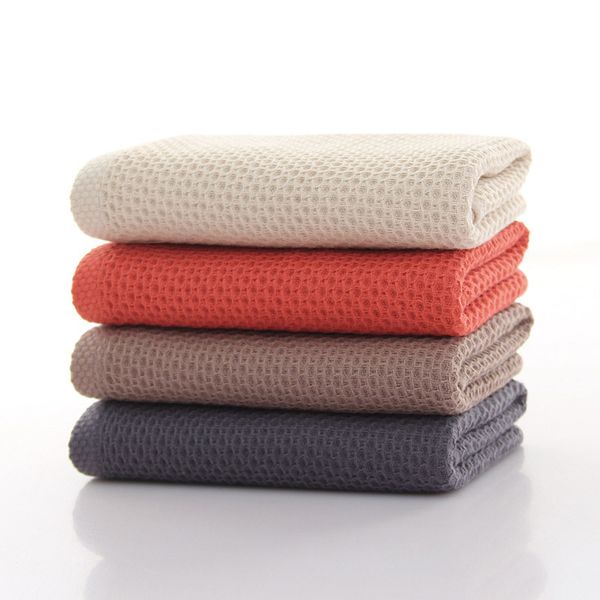 

1pcs japanese style honeycomb plain cotton solid color face towel 72*32cm lint absorbent soft couple bathroom towels