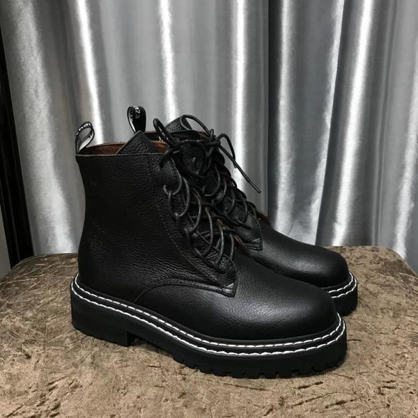 

p schouler martin boots ms yang fang of the same style martin boots and the same batch of wrestling cowhide retro-vintage, Black