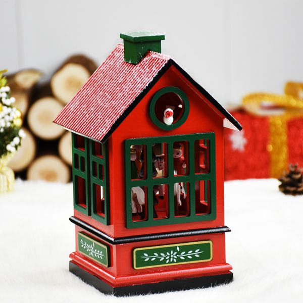 Christmas Decoration For Home Wooden House Dolls Desktop Decoration Wood Music Box Xmas Gift For Kids Merry Christmas Kerst Christmas Door Decorations