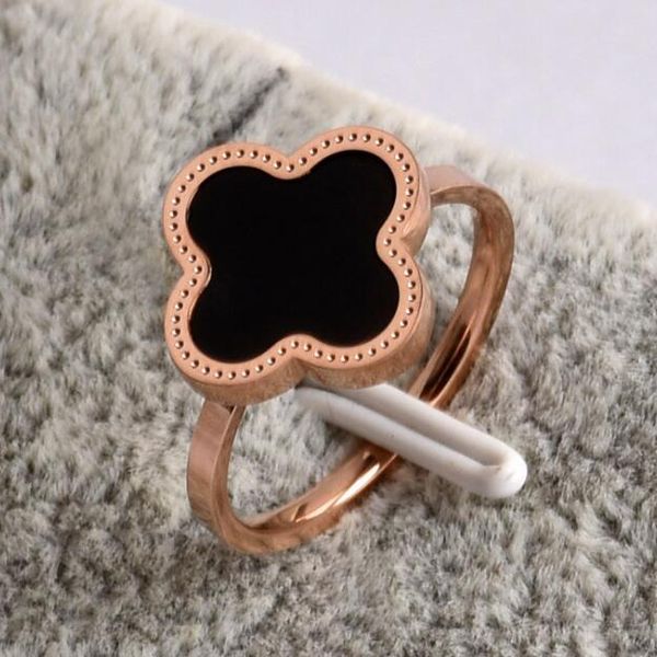 

мода clover кольцо для женщин простого стиля розового золота цветого кольца из нержавеющей стали шарма ювелирных подарков, Silver