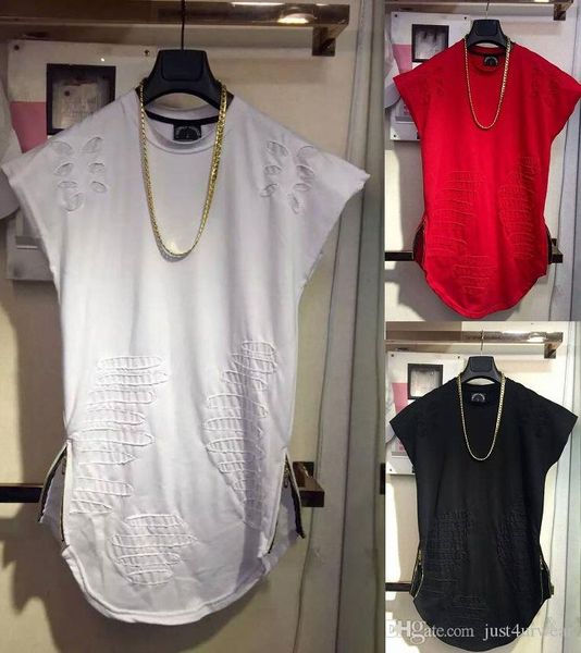 

уничтожить футболки лето без рукавов топы дырки заделали o-образным вырезом с длинным рукавом топ тройники, White;black