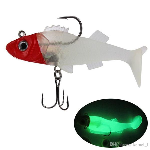 

5pcs 9cm 14g luminous jigs fishing hooks fishhooks 6# hook soft baits & lures artificial bait pesca accessories
