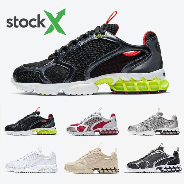 

stock x stussy x spiridon caged mens running shoes lemon venom cardinal red metallic silver pure platinum men women sports designer sneakers