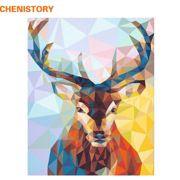 

chenistory frameless deer animals diy painting by numbers wall art picture handpainted oil painting for home decor artwork 40x50