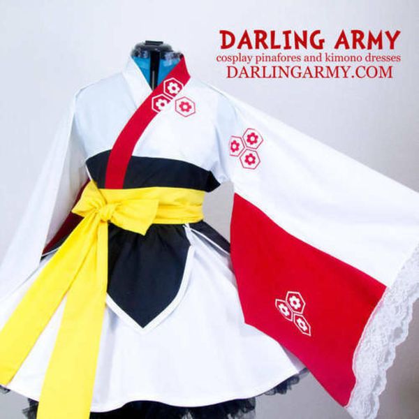 

newsesshoumaru inuyasha cosplay lolita kimono dress 2 colors, Black;red