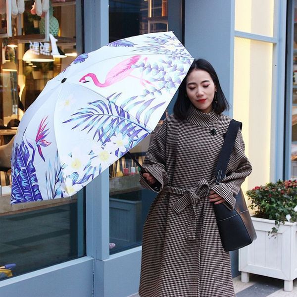 

flamingo mini three-складной карманный зонтик thicker черное покрытие ткань anti-uv umbrella настраиваемый logol размеры и цвета rj-525