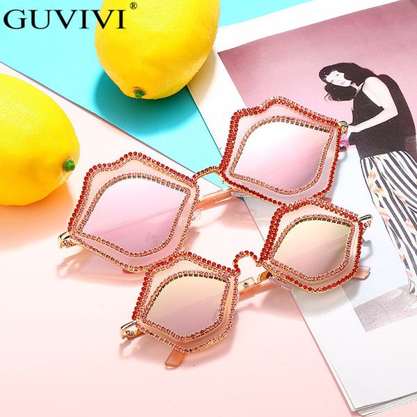 

diamond steampunk sunglasses women grils mirror punk lip sunglasses men boys anti-reflective rhinestone sunglasses kids eyewear, Blue