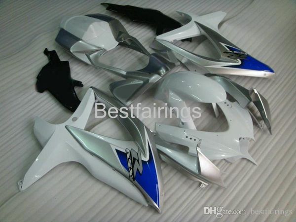 Kit carenatura OEM moto per SUZUKI GSXR600 GSXR750 2008 2009 2010 carene bianco argento blu GSXR 600 750 08 09 10 Stampaggio ad iniezione CQ25