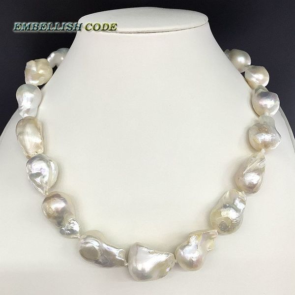 

selling well white color large size tissue nucleated flame ball shape baroque pearl necklace freshwater 100% natural pearls, Silver