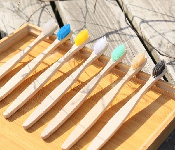 

natural bamboo toothbrush eco friendly wood rainbow toothbrush oral hygiene cleaning tooth brush dental care teeth brush