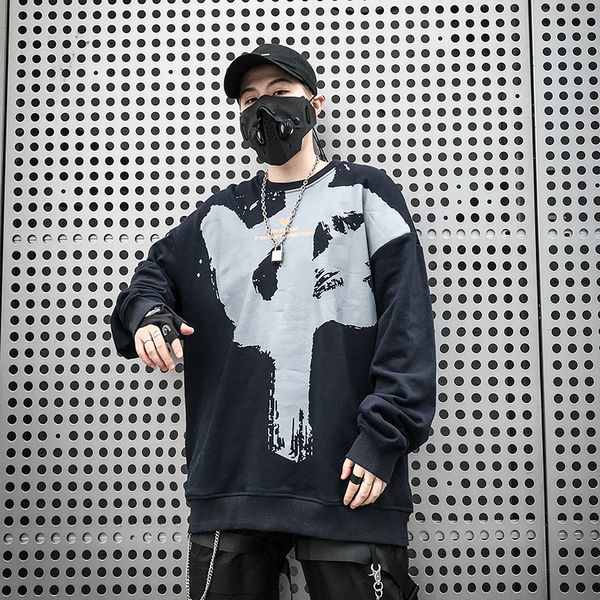 

2020 spring толстовка пуловер harajuku streetwear большой китайские печатей толстовка толстовка мужчина сыпучий хлопок o-образный вырез разм, Black