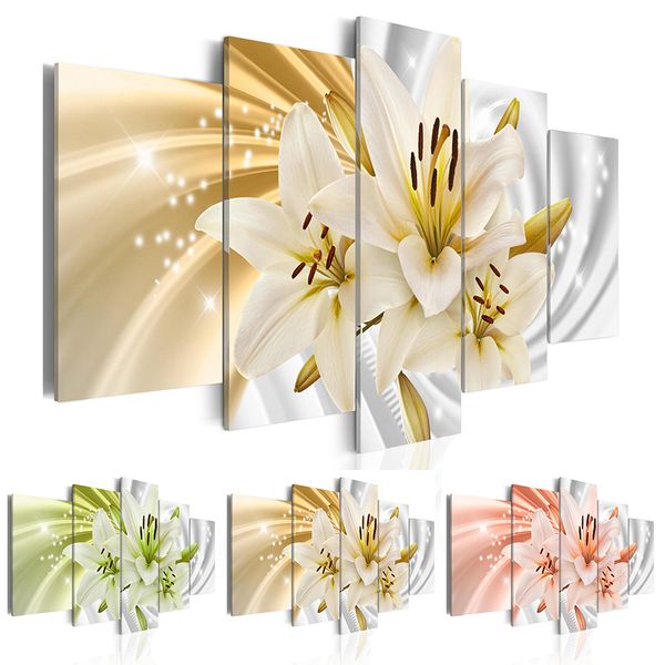 

( no frame ) canvas print modern fashion wall art the lily flower for home decoration choose color(green,pink,yellow) & size