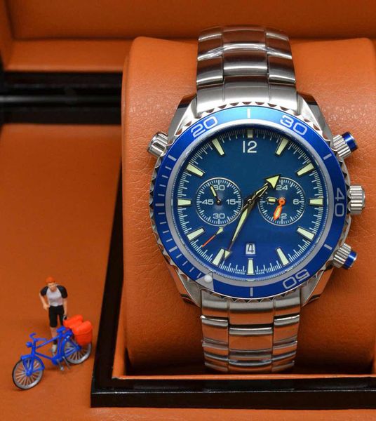 

Hot Sale dive chronograph 007 blue Mens Watch Professional Planet Ocean Co-Axial Dive Wristwatch Floding clasp Men Watches O1`