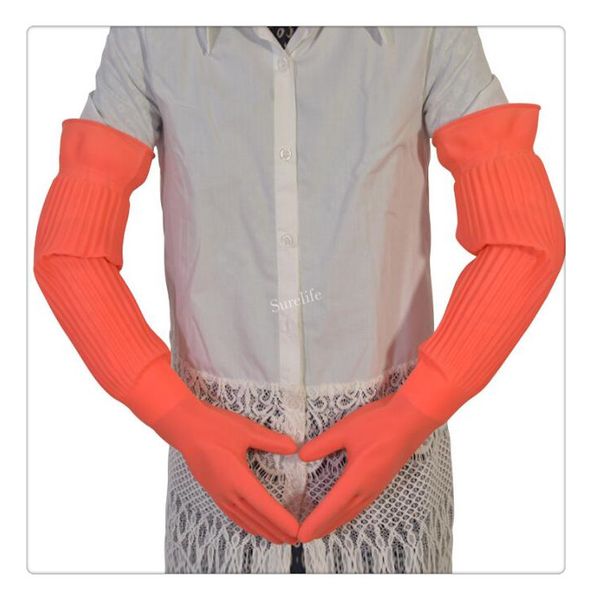 

Cheap Household 45/55cm Lengthen ultra long waterproof rubber bowl dish latex Rubber gloves