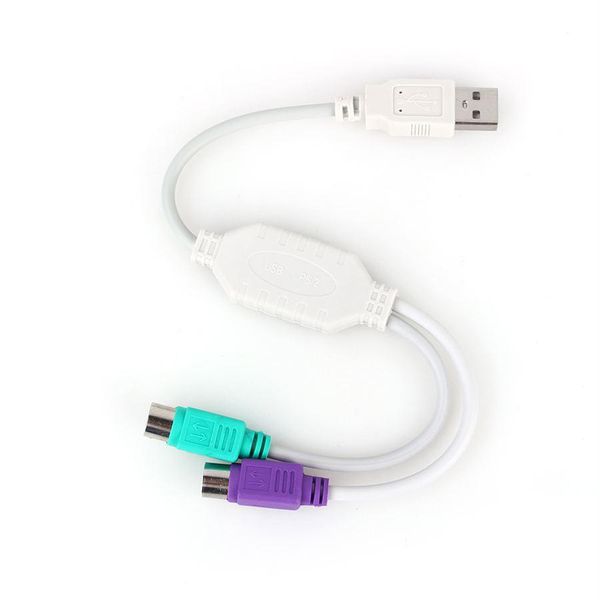 Beyaz / Siyah 1x2 USB Erkek Klavye Mouse Bilgisayar Kabloları Konnektörler 60 için 2 PS2 Kadın Liman Kablo Adaptörü Splitter Converter Kullanımına