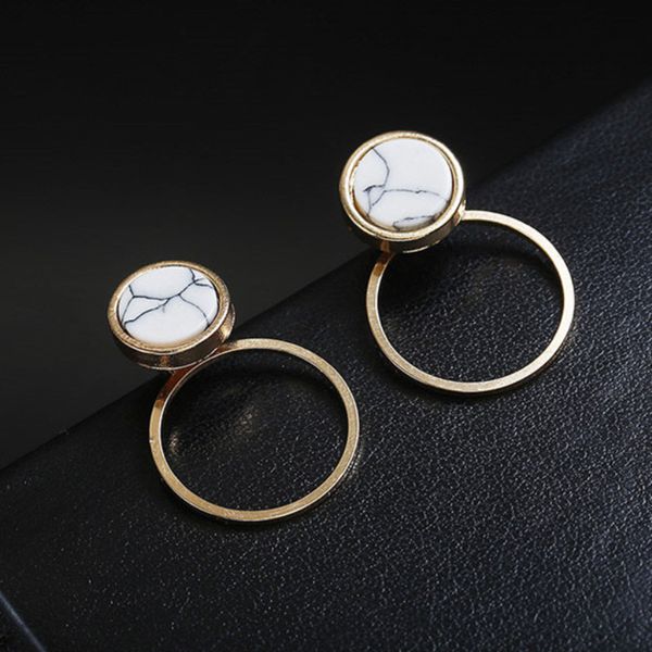 

new fashion design geometric triangle round white marble earrings for woman charm jewelry gift, Silver