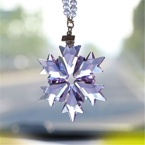 

car pendant transparent crystal snowflakes decoration suspension ornaments sun catcher snowflake hanging trim christmas gifts