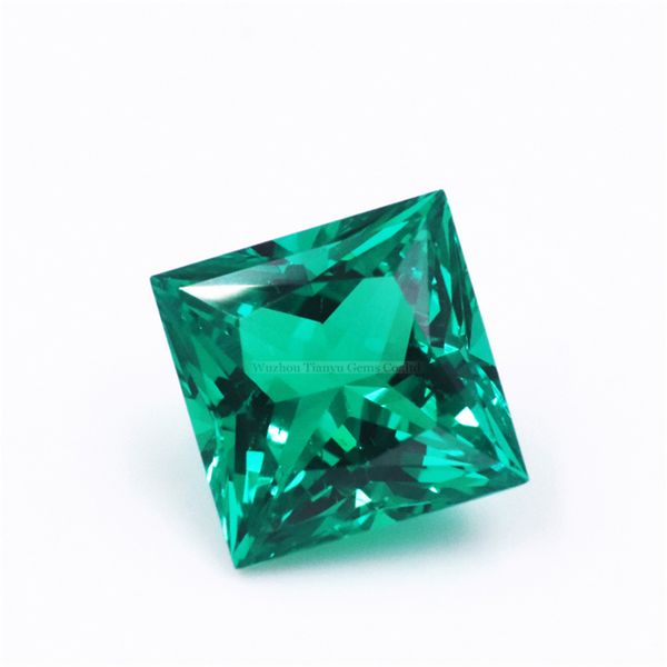 

loose gemstones 8*8mm square princess cut hydrothermal lab created colombian emerald for jewelry, Black