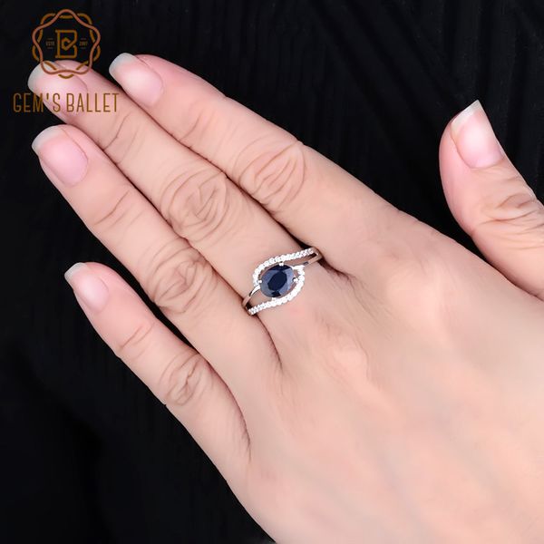 

gem's ballet 1.66ct oval natural blue sapphire gemstone ring 925 sterling silver classic rings for women wedding fine jewelry, Golden;silver