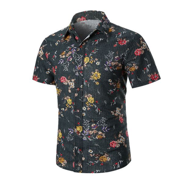 

fashion men's short sleeve shirts hawaiian beach shirt summer casual flower print shirt button down shirts holiday party camisa, White;black