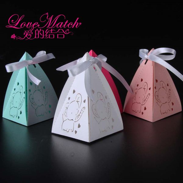 

50pcs lovely baby elephant laser cut candy box souvenir baby shower kids party favors happy birthday decorations party supplies