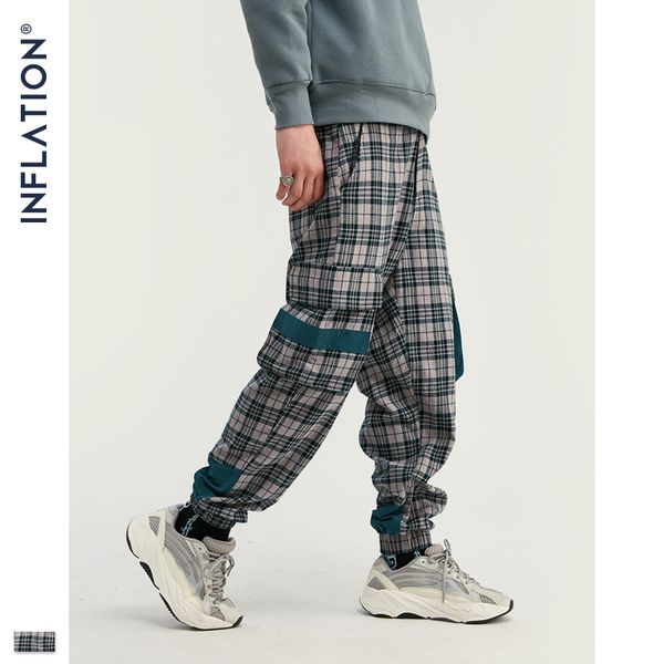 

men's pants streetwear men plaid jogger joggers casual 2021 man hip hop plus size 93367w, Black