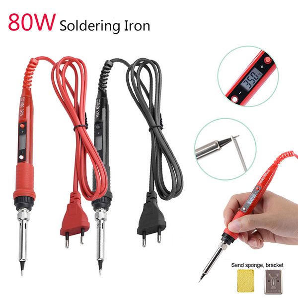 

3 in 1 80w electric soldering iron adjustable temperature diy carved tools pencil eu plug lcd display welding repair tools
