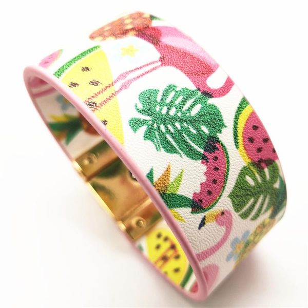 

watermelon summer beach jewelry leather design trendy women bracelets fashion girl flower bangle female pineapple fruit jewelry, Golden;silver