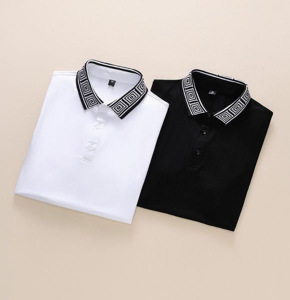 

дизайнер mens t-shirt дышащие комфорт повседневный joker hot новые футболки с логотипом чистого хлопка воротник стойка человек рубашка, White;black