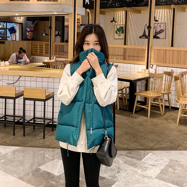 

down cotton vest woman autumn short fund student cotton-padded jacket 2019 back season special selling cotton woman winter tide, Black;white