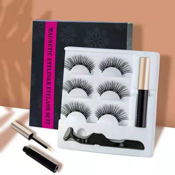 

5d 6d mink hair false eyelashes magnetic eyeliner eyeliner magnet false eyelashes set 3 pairs of thick models natural models oem beauty tool