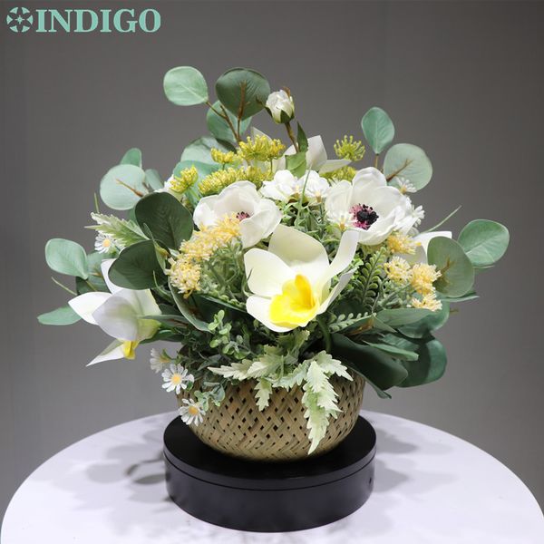 

indigo designed - 1 set white anemone cymbidium table flower arrangement bonsai bouquet table centerpiece gift ing