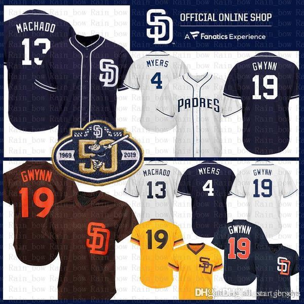 

San Diego Baseball Jerseys Padres 13 Manny Machado Jersey 4 Wil Meyers mens adult blue white size m-xxxl new 2019