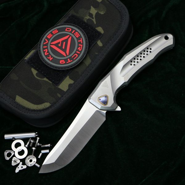 

District 9 battle flipper folding knife M390 blade titanium handle hunting outdoor fishing camping trekking fruit pocket knives EDC tools