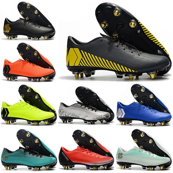 

New Mens Low Ankle Football Boots CR7 Mercurial Vapors XII Pro SG Soccer Shoes ACC Superfly VI Neymar NJR SHHH Outdoor Soccer Cleats