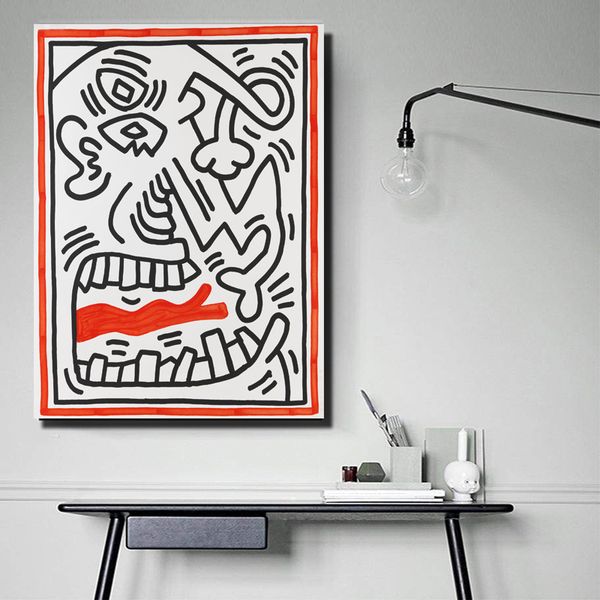 

keith haring oil painting on canvas abstract art for living room modern cartoon canvas painting 191006
