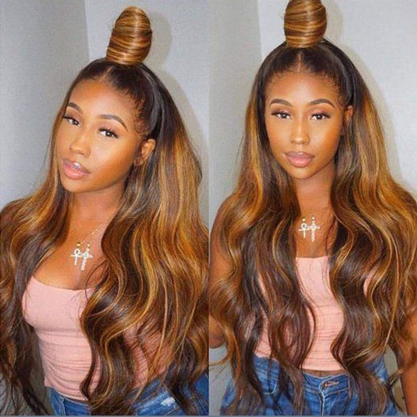 

rxy ombre перуанский волос пучки # 1b / 4/27 коричневый белый объемная волна человеческих волос пучки ombre virgin перуанский body wave связ, Black