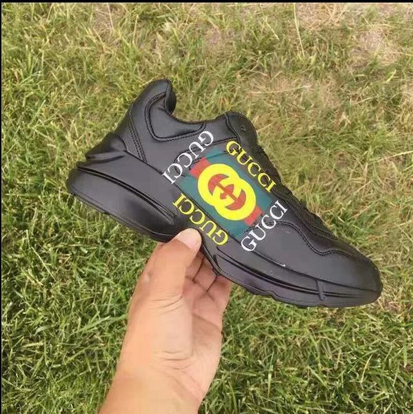

designers men women casual shoes sneaker women leather casual shoes low lace-upguccinikecasual flat shoes with clear sole 03, Black