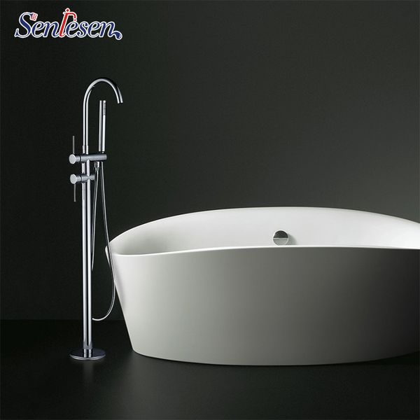 

senlesen bathroom standing tub faucet single handle chrome brass cold and water mixer tap para bathtub faucets