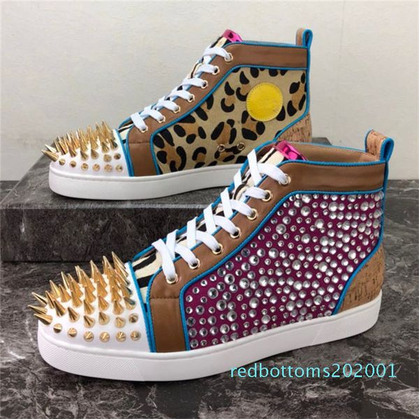 

2020 мужчины женщины повседневная обувь дизайнер red bottom шипованных шипы моды insider кроссовки black red white leather сапоги size34-48