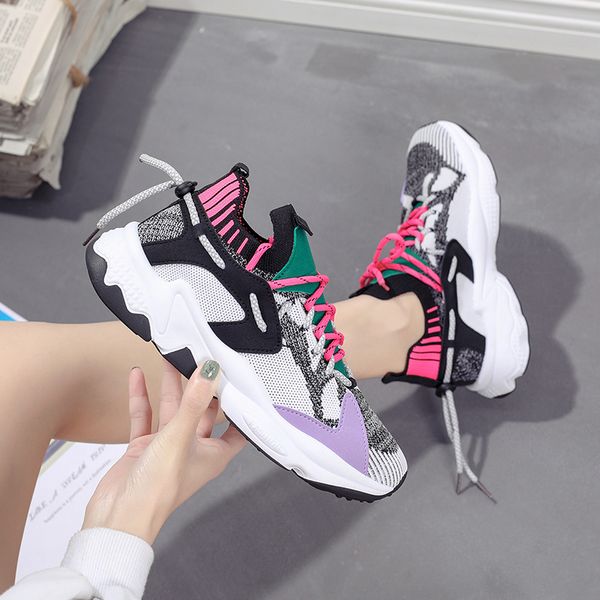 

2020 chunky sneakers new women vulcanize shoes platform sneakers fashion harajuku shoes women walking