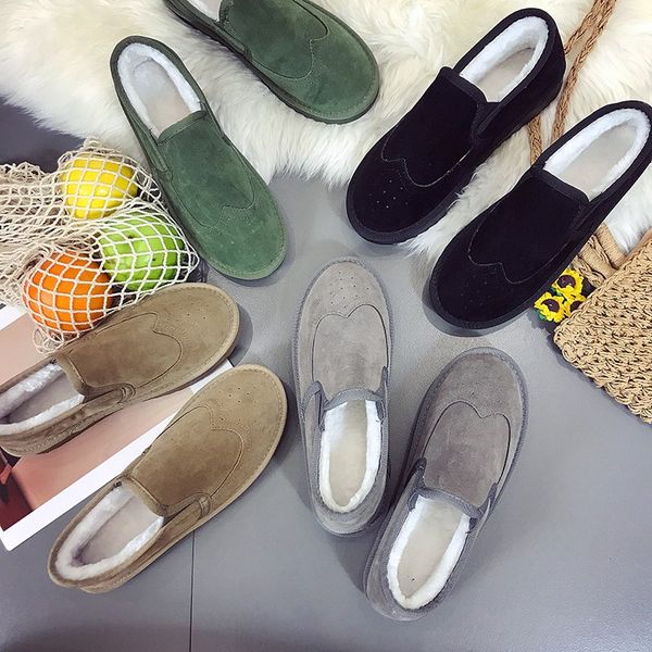 

eoeodoit women autumn winter flats slip on casual cotton shoes flat heel warm cozy female plus size loafers snow shoes anti skid, Black