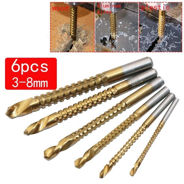 

10pcs/set drill & saw set hss steel titanium woodworking wood 3/4/5/6/6.5/8mm drill