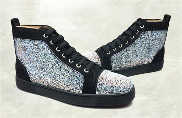 

grade leather red bottom high women men shoes studded spikes sneakers shoes ,luxury designer rivets flat walking shoes, Black