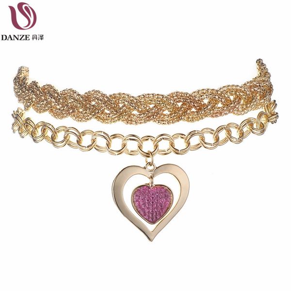 

danze gothic metal snake chain pink heart necklaces pendants punk exaggerated twist choker necklace for women romantic jewelry, Silver