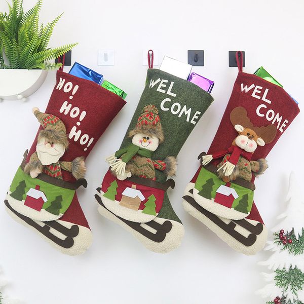 

christmas stockings sock candy gift bag xmas tree hanging decoration for holiday party vj-drop