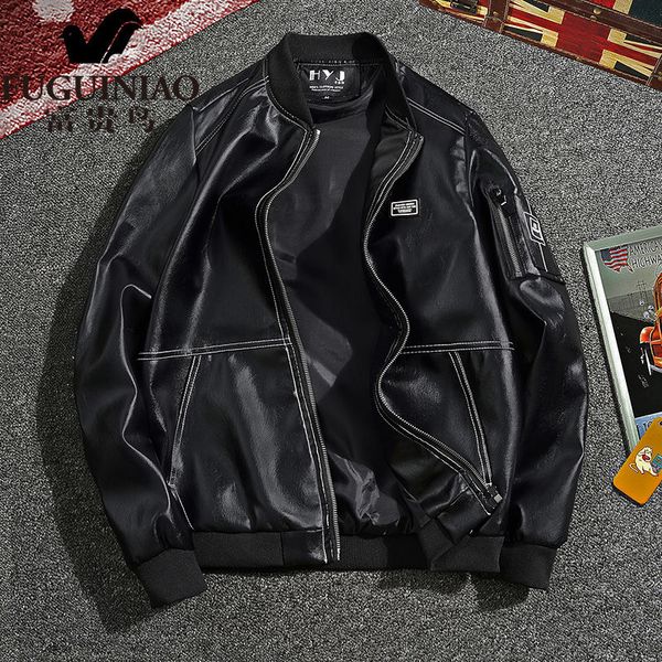 

men's jackets 2021 leather slim jacket youth motorcycle clothing korean trend plus velvet, Black;brown