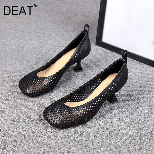 

deat] 2020 square toe shallow pu leather hollow out single shoes strange heels shoes women new spring autumn fashion 10h899, Black