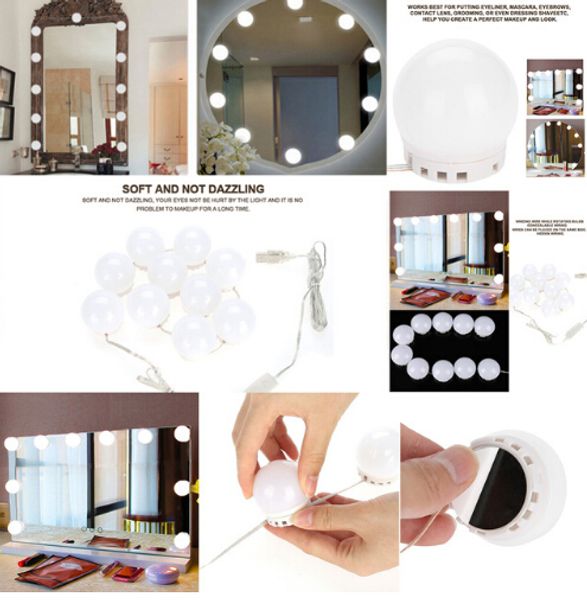 10 lampadine Vanity LED Specchio per trucco Luci Lampadina dimmerabile Toni caldi / freddi Specchietto decorativo Lampadine LED Kit Accessorio per trucco